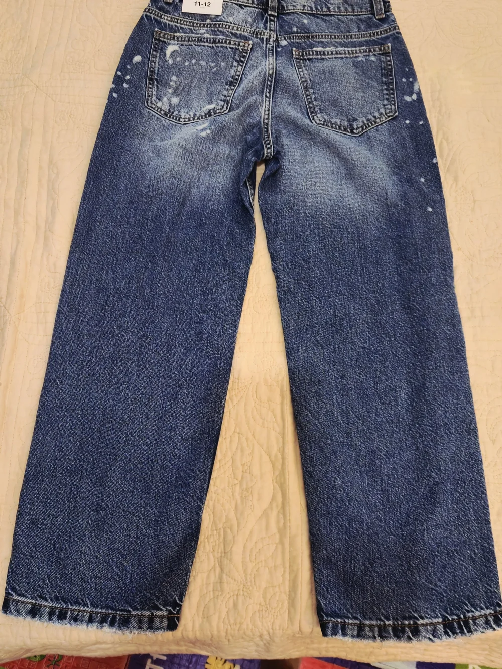 Zara Boys Relaxed Blue Distressed Denim Jeans with Paint-Splash Detail